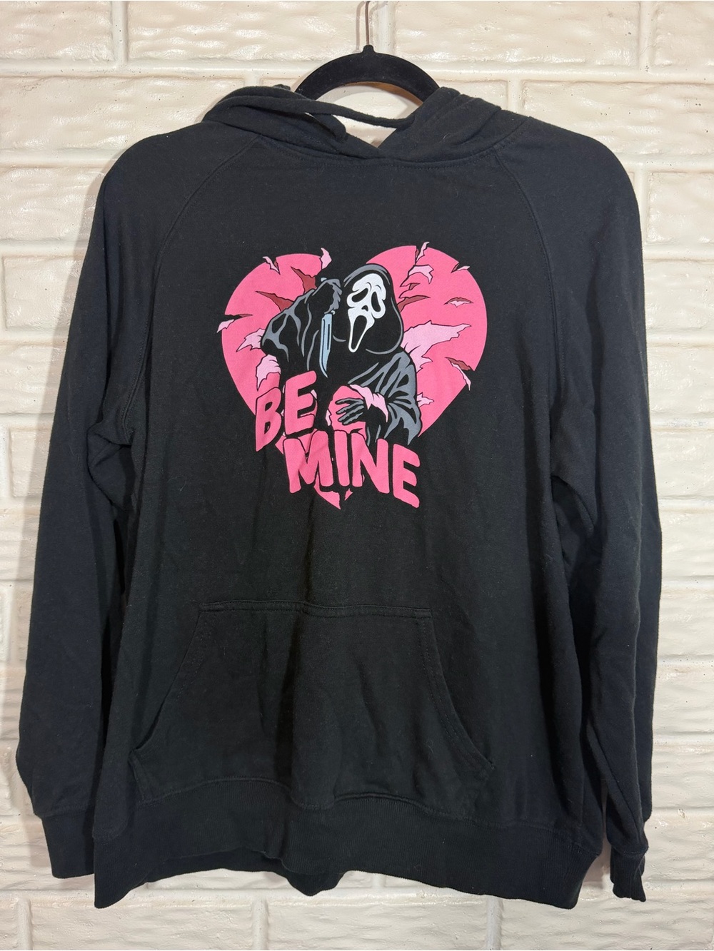 Torrid Ghost Face Be Mine Pink Heart Black Hoodie Size 0 L 12